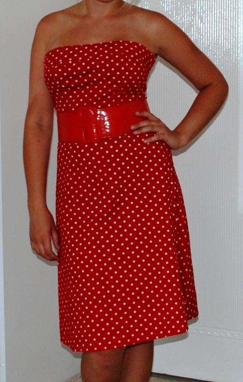 Red polka dot dress