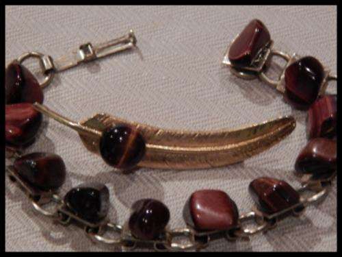 Tigers eye brooch and bracelet