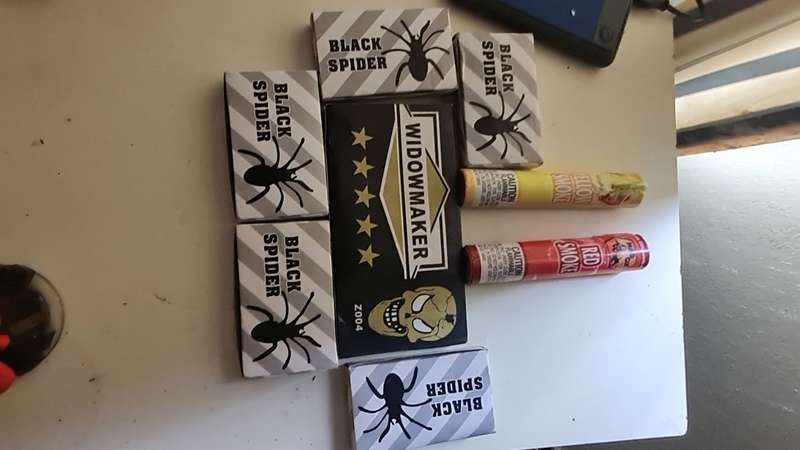 Smoke signals, widowmaker crackers, black spider crackers firewoks