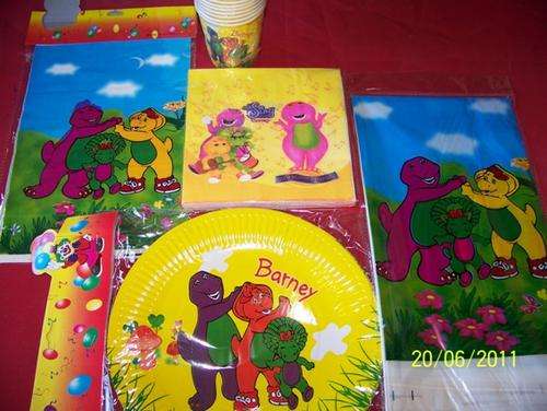 CHEAP BIRTHDAY PARTY!!!!! BARNEY PARTY SET FOR 10 KIDS