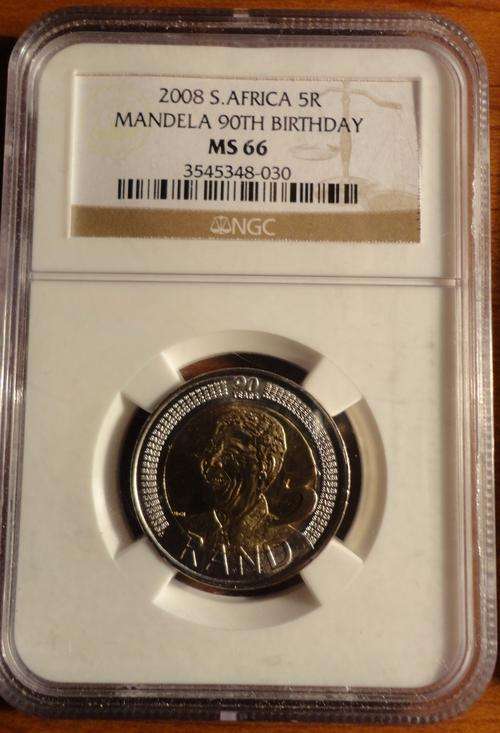 2008 Nelson Mandela 90th Birthday R5 NGC Graded MS66