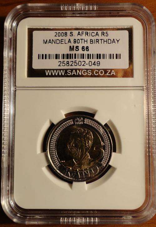 2008 Nelson Mandela 90th Birthday R5 SANGS Graded MS66