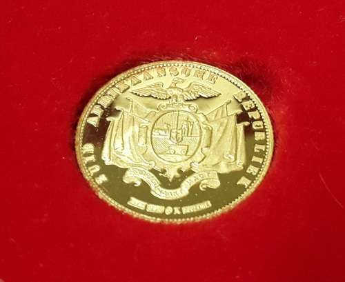 1983 ZUID AFRIKAANSCHE REPUBLIEK PROOF 22CT 1/10oz COMEMORATIVE BURGERS POND WITH CERTIFICATE IN BOX