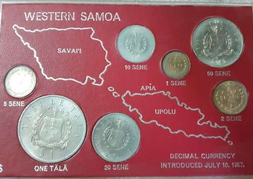 COIN SET OF WESTERN SAMOA DECIMAL CURRENCY INTRODUCED JULY 10 1967 @ LOW START R1 AUCTION