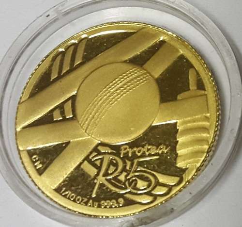 PROOF 24CT 1/10oz 999.9 GOLD CRICKET PROTEA R5 2003 SOUTH AFRICA @ LOW START R1 AUCTION!!!!