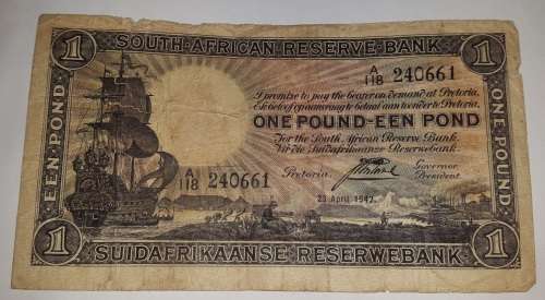south africa one pound bank note A118 240661 @ low start R1 auction