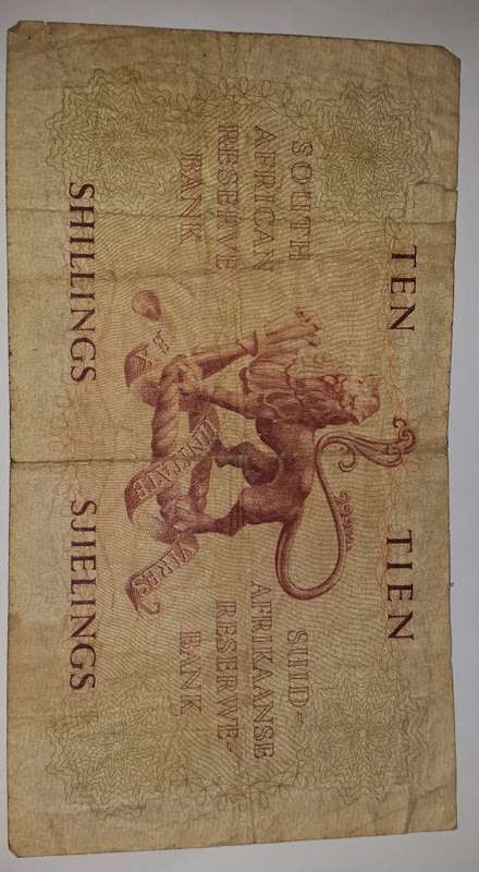 SOUTH AFRICA TIEN SHILLINGS BANKNOTE A149 470549 @ LOW START R1 AUCTION