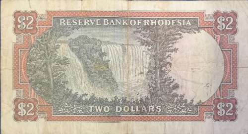 2 DOLLAR RESERVE BANK OF RHODESIA note, SALISBURY 10th NOVEMBER 1970