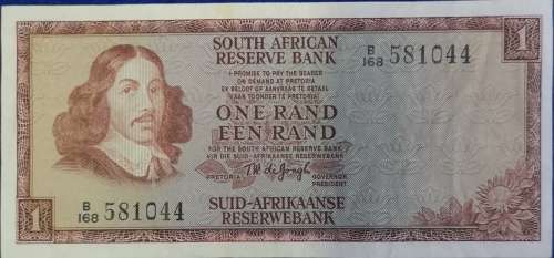 South African Reserve Bank ONE RAND note, T.W de Jongh