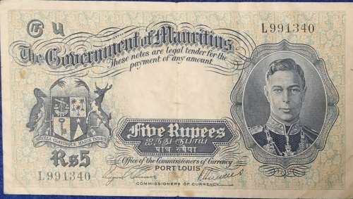 The Government of Mauritius 5 RUPEES note