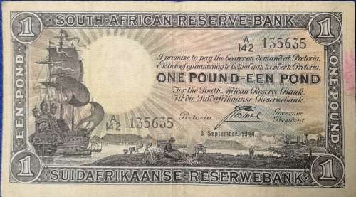 South African Reserve Bank ONE POUND note, 1944