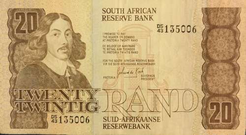 South African TWENTY RAND note, G de Kock