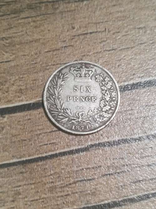 British six pence coin, 1871
