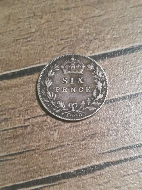 British six pence coin , 1900