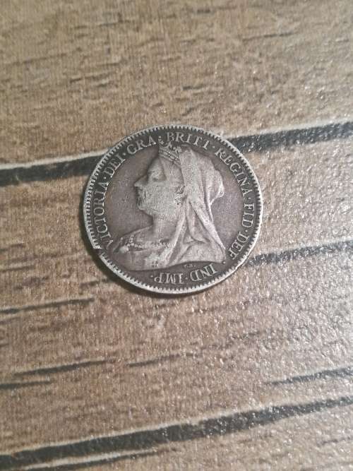 British six pence coin , 1900