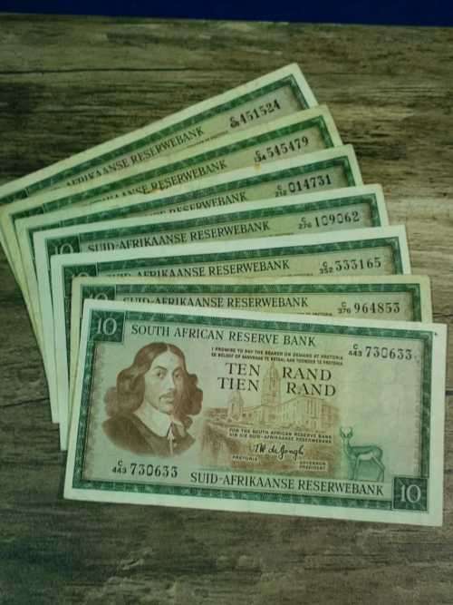 South African TEN RAND notes, TW de Jongh, One bid takes all