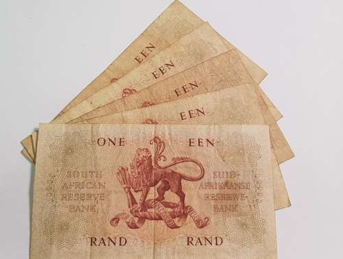 5 South African ONE RAND notes, G Rissik