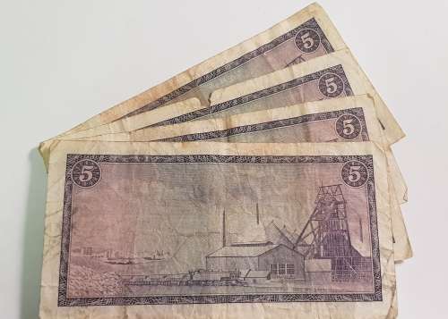 4 South African FIVE RAND notes, T.W de Jongh