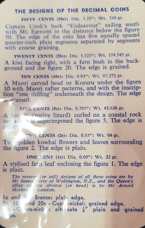 NEW ZEALAND DECIMAL COINS,10TH JULY 1967
