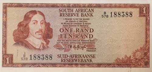 SOUTH AFRICAN ONE RAND BANKNOTE,T.W DE JONGH,188388