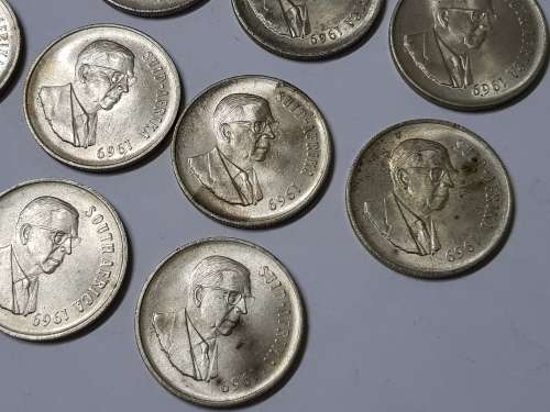 SOUTH AFRICAN ONE RAND COINS,1969