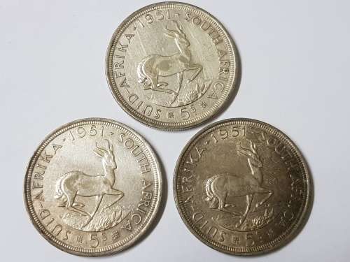 SOUTH AFRICAN 5 SHILLINGS ,1951