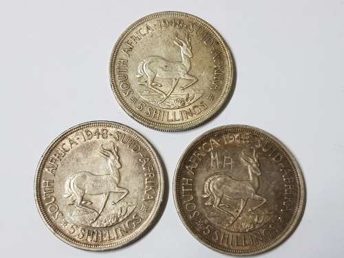 SOUTH AFRICAN 5 SHILLING COINS,1948