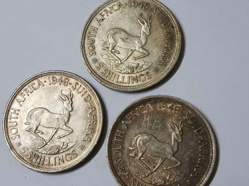 SOUTH AFRICAN 5 SHILLING COINS,1948