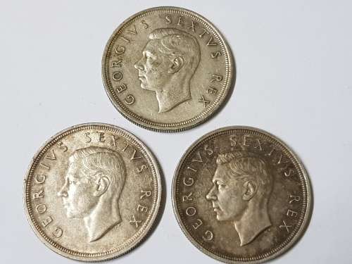 SOUTH AFRICAN 5 SHILLING COINS,1948
