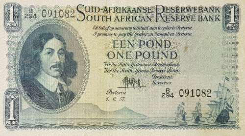 SOUTH AFRICAN ONE POUND BANKNOTE,MH DE KOCK,091082