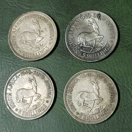 SOUTH AFRICAN 5 SHILLINGS,3,1948's AND 1,1949
