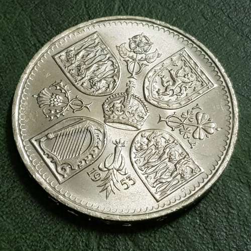 BRITISH 5 SHILLING COIN,1953