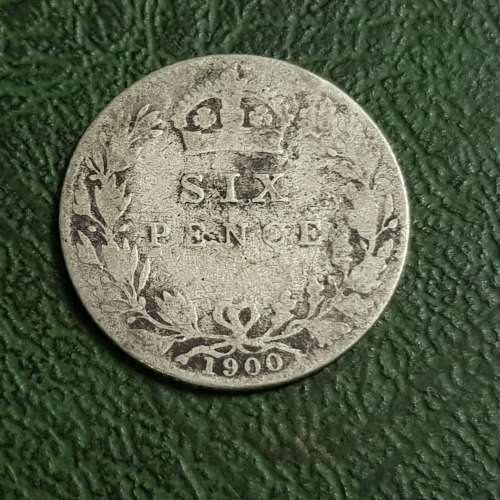 BRITISH SIXPENCE COIN,1900
