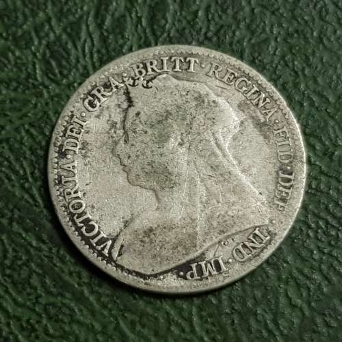 BRITISH SIXPENCE COIN,1900
