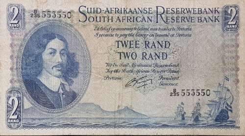 SOUTH AFRICAN TWO RAND BANKNOTE,G RISSIK,553550