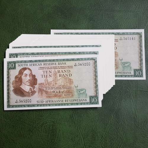 SA 1975 TW DE JONGH R10 NOTES 59 IN TOTAL,UNCIRCULATED!