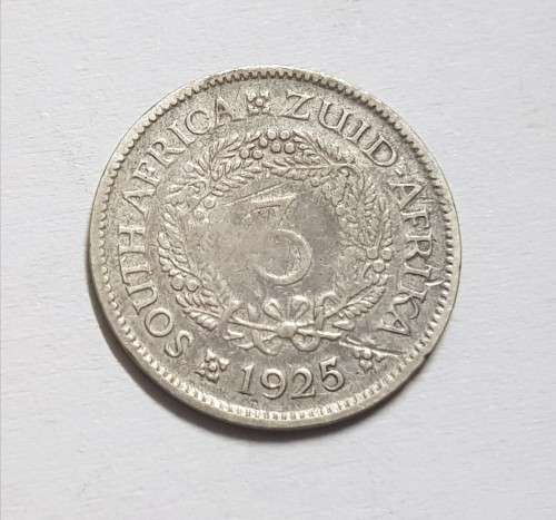 SOUTH AFRICAN THREEPENCE COIN,1925