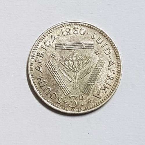SOUTH AFRICAN THREEPENCE COIN,1960