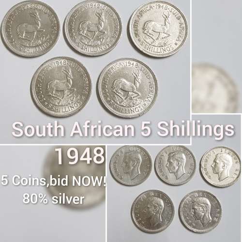 5 SOUTH AFRICAN 5 SHILLINGS,1948