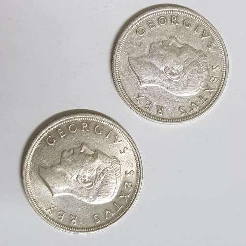 2 SOUTH AFRICAN 5 SHILLINGS,1949
