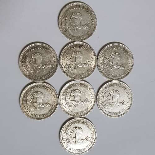 8 SOUTH AFRICAN 5 SHILLINGS 1948