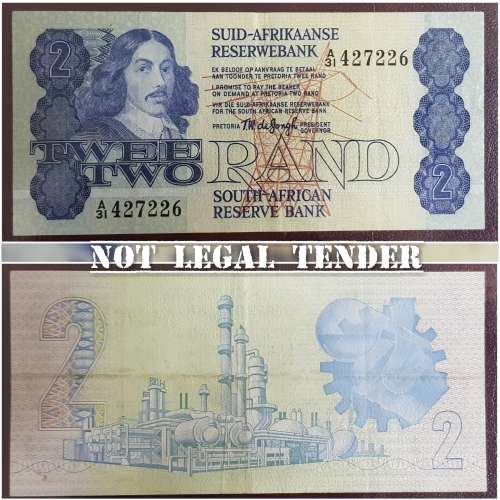 SOUTH AFRICan TWO RAND BANKNOTE,T.W DE JONGH,427226