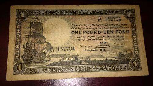 SOUTH AFRICA ONE POUND NOTE 1938