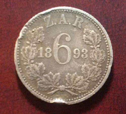 1893 ZAR SIXPENCE