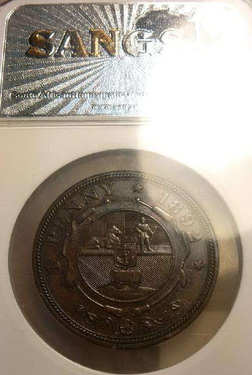 ZAR 1892 GRADED PENNY XF