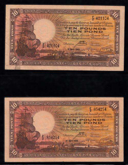 TIEN POND TEN POUNDS F1 &F2 SA NOTE COLLECTION