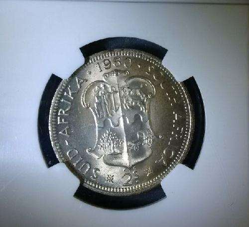 1960 SOUTH AFRICA 2 SHILLINGS NGC GRADED MS62 @ LOW START R1 AUCTION