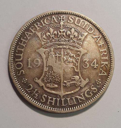1934 2 AND HALF SHILLINGS SOUTH AFRICA - SILVER - LOW START R125 EF VALUE R10 000