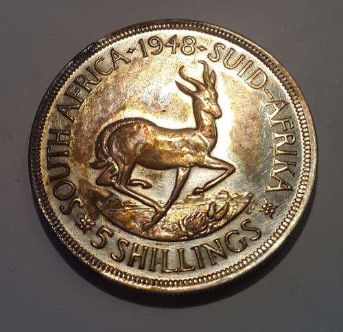 1948 SOUTH AFRICA 5 SHILLINGS - SILVER - UNION OF SOUTH AFRICA