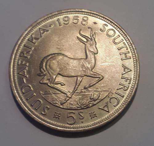 1958 SOUTH AFRICA 5 SHILLINGS - SILVER - UNION OF SOUTH AFRICA